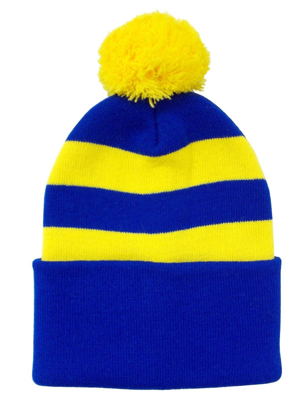 Arena Scarves Blue and Yellow Retro Style Bobble Hat
