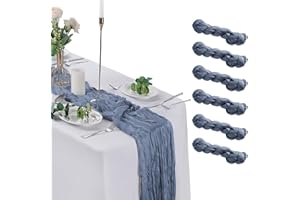 flohar 6 Pack Dusty Blue Cheesecloth Table Runner 9ft,17 x 108 inch Gauze Table Runners Rustic Romantic Wedding Runner for Wedding Bridal Shower Fall Decoration