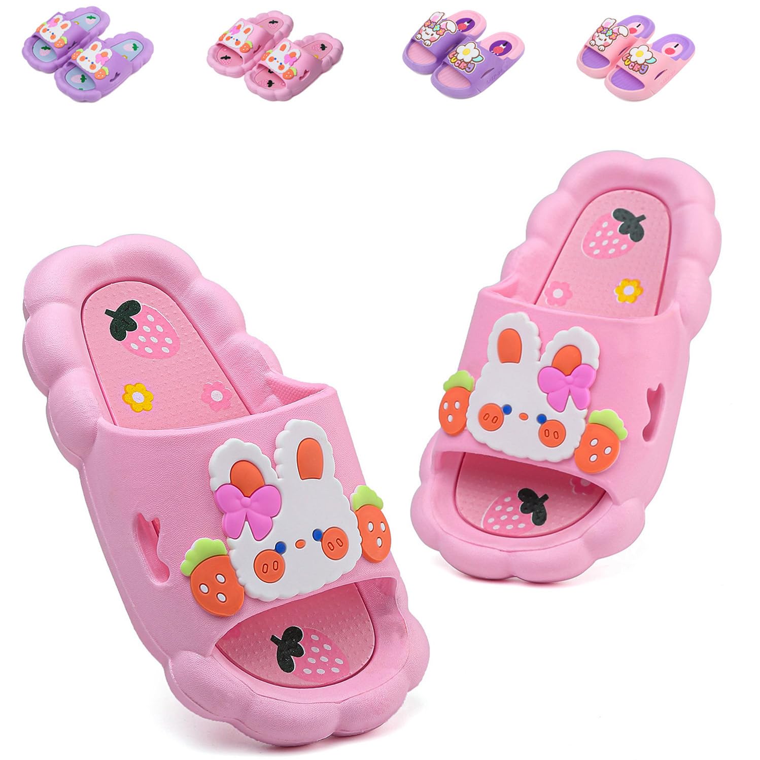 Photo 1 of ZHENTAO Bunny Kids slides, Girls Flip Flops Beach Pool Shoes Toddler Cartoon Slide Sandals Indoor& Outdoor Garden Slippers Shower Shoes