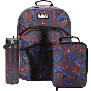 Bioworld 16" Backpack & Lunch Box Set With Stainless Steel Water Bottle For School And Travel