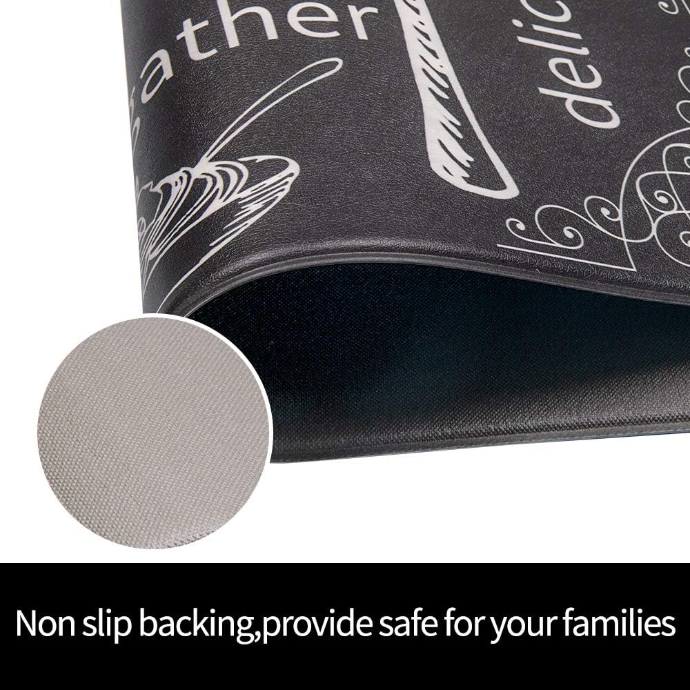 HEBE Anti Fatigue Kitchen Mat Set of 2 Non Slip Thick Cushioned Kitchen Rug Sets with Runner 17"x48"+17"x28" Heavy Duty Comfort Standing Mats Waterproof Kitchen Carpet: Kitchen & Dining