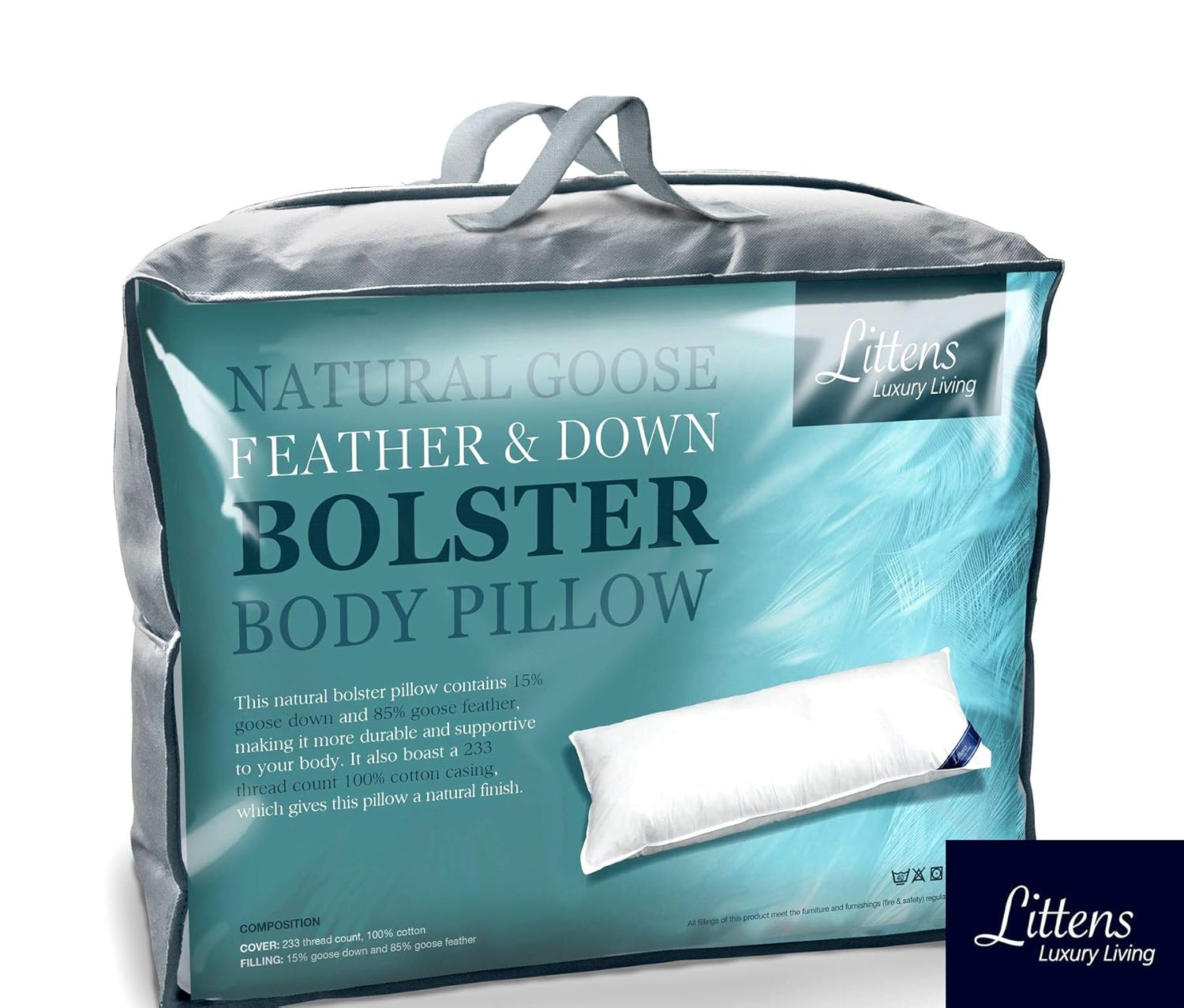 5ft Body Bolster Orthopaedic Pregnancy Goose Feather & Down Pillow, 100