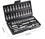LUOWAN 46 Piece 1/4 Inch Drive Socket Set Ratchet Wrench Kit 4-14mm CV Sockets view 9