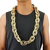 XIUMALU Passed colorfast test,Large Plastic Chain Necklace, 2 Pack / 4 Pack Optional,Hip-hop Rapper Big Chunky Fake Necklace , Super long Detachable, Non-fading Party Clothing Plastic Jewelry Necklace Decoration, Women and Men.
