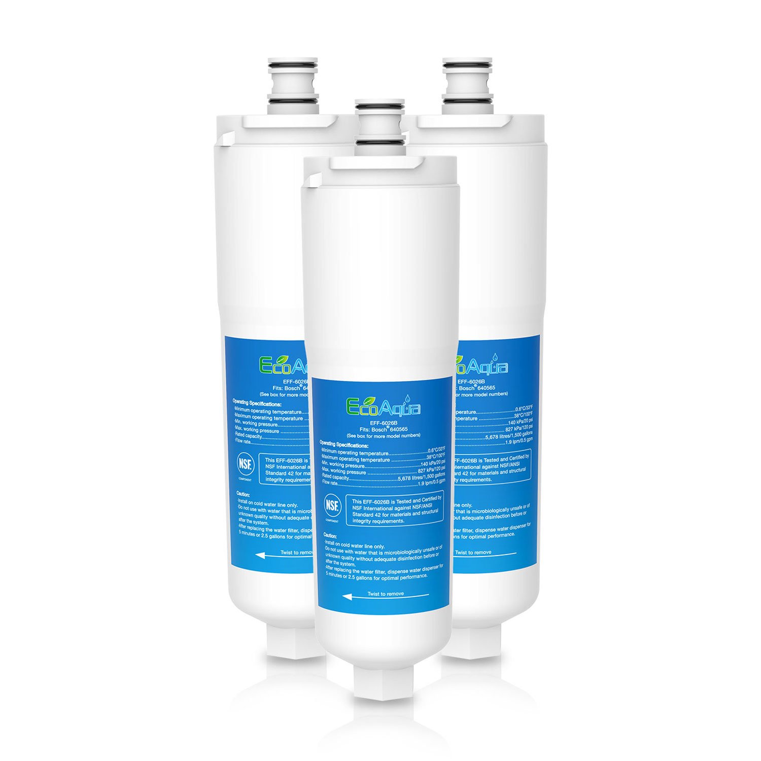 EcoAqua EFF-6026B Fridge Water Filter Compatible with Abode Aquifier, Safelock, AT2002, AT2003, AT2004, AT2005, AT2006, AT2008, AT2033, AT20034, Triana, Atlas, Gosford Kitchen Tap (3)