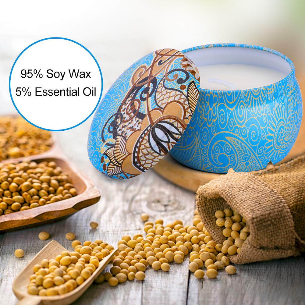 ARINO Lot de 4 Bougie Parfumées Romantique - Lavande, Rose,Citron,Figue Méditerranéenne, Bougie Cire pour Détente et Aromathérapie