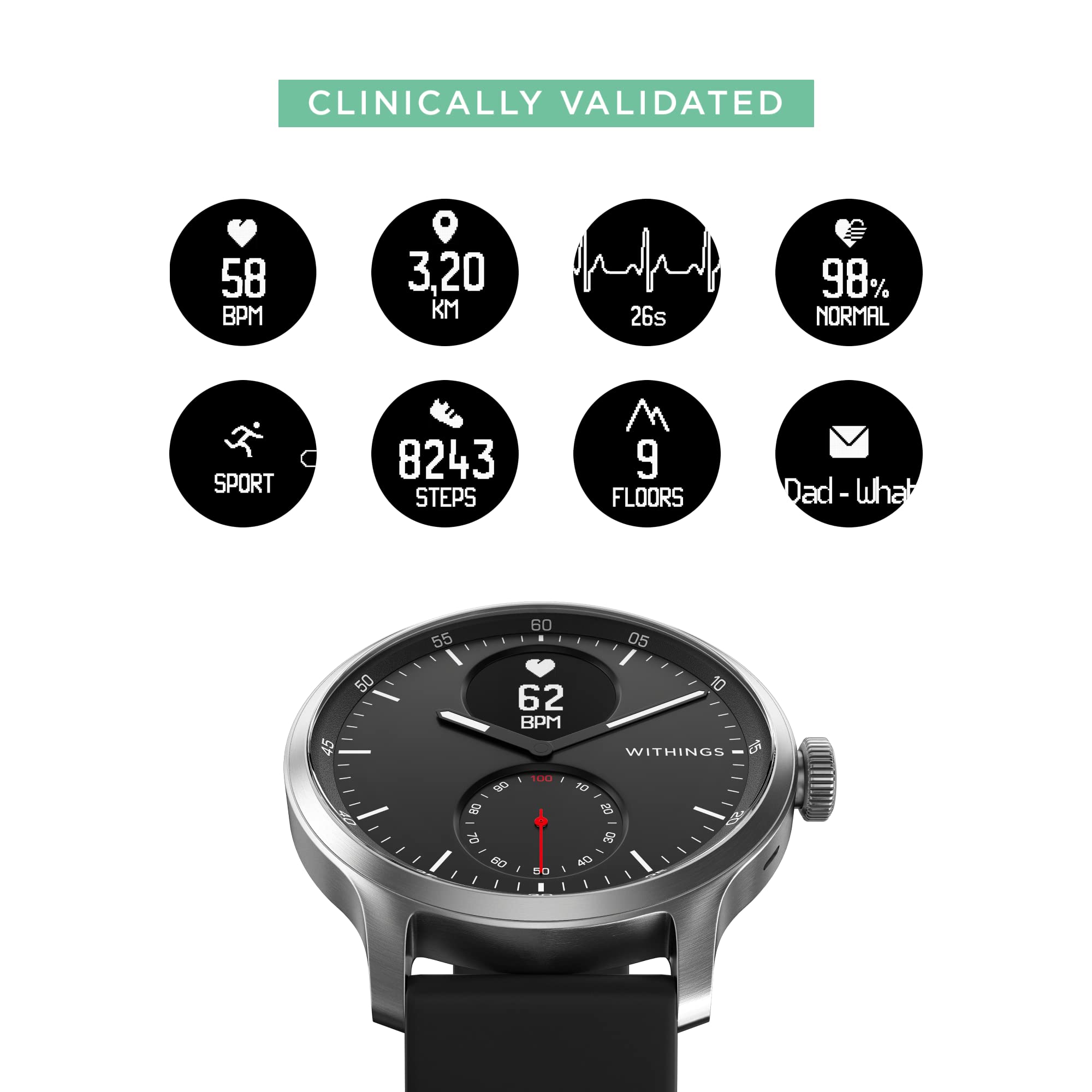 Withings Withings ScanWatch Hybrid Smartwatch with ECG, Heart Rate Monitor and Oximeter