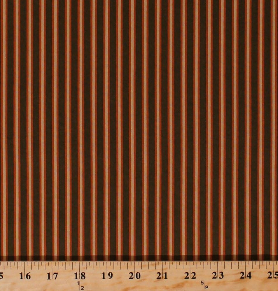 Andover Fabrics Cotton Stripes Striped Lines Orange Cream Green Jo Morton from Lucinda's Window Civil War Reproduction Historical Vintage Cotton Fabric Print by The Yard (p0260-3957-g)