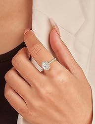 Oivley 1.5CT Oval Halo Engagement Rings for