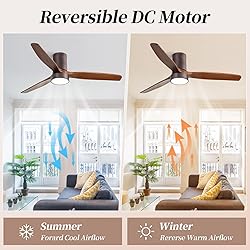 CACI Mall 52 Inch Flush Mount Ceiling Fan with