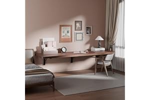 IAE Wall Mounted Folding Table with Pine Wood,55" x 16" Floating Wall Desk,Laundry Folding Table with Shelf Brackets,Fold Down Desk Shelf,Folding Workbench for Home,Dining,Laundry Room,Kitchen,Brown