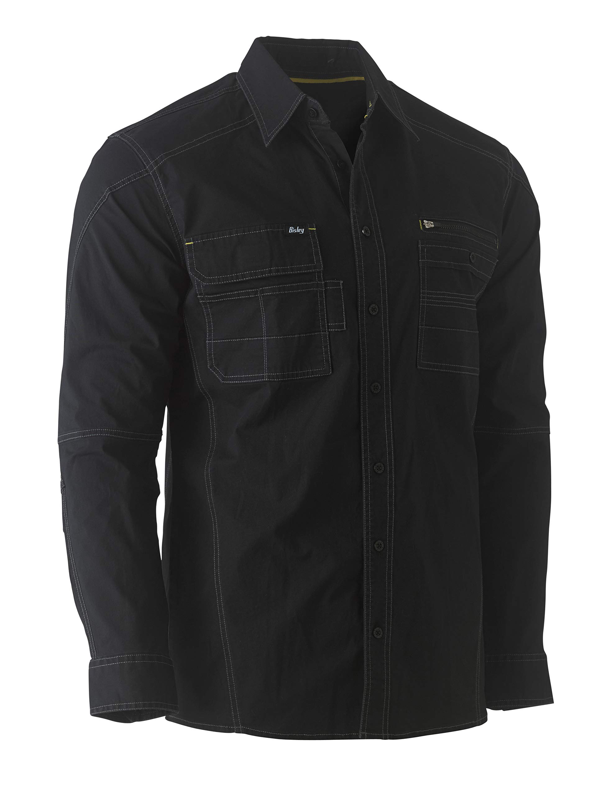 Bisley Workwear UKBS6144_BBLK Flex & Move Utility Shirt 145GSM Long Sleeve - Black, 2XL