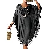 Oakgarden Women's Swimsuit Coverup Crochet Chiffon Tassel Cover Ups Dress Summer Swimwear Beach Lace Pullover Bathing Suit