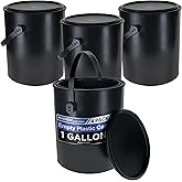 Master Elite 1 Gallon Plastic Paint Can Bucket, Pack of 4 - Triple Lock Airtight Lid Seal, 128 fl. oz. All-Plastic Coating Storage Can - Pail Handle, Rust Proof, Dent Proof & Odor Resistant