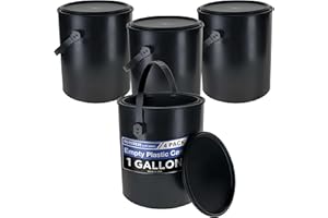 MASTER AIRBRUSH Master Elite 1 Gallon Plastic Paint Can Bucket, Pack of 4 - Triple Lock Airtight Lid Seal, 128 fl. oz. All-Plastic Coating Storage Can - Pail Handle, Rust Proof, Dent Proof & Odor Resistant