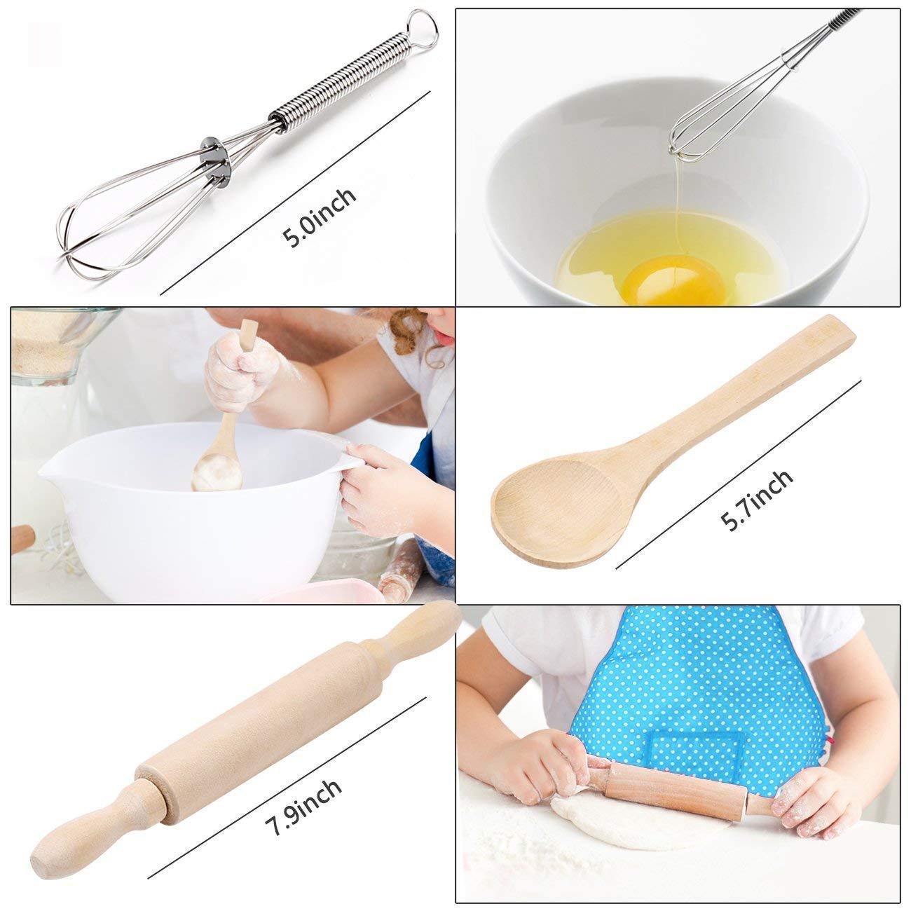 Children Chef Set, 11PCS Cooking and Baking Custom for Kitchen Role Playing, Chef Apron, Hat, Mitt, Utensils for Little Girls and Boys