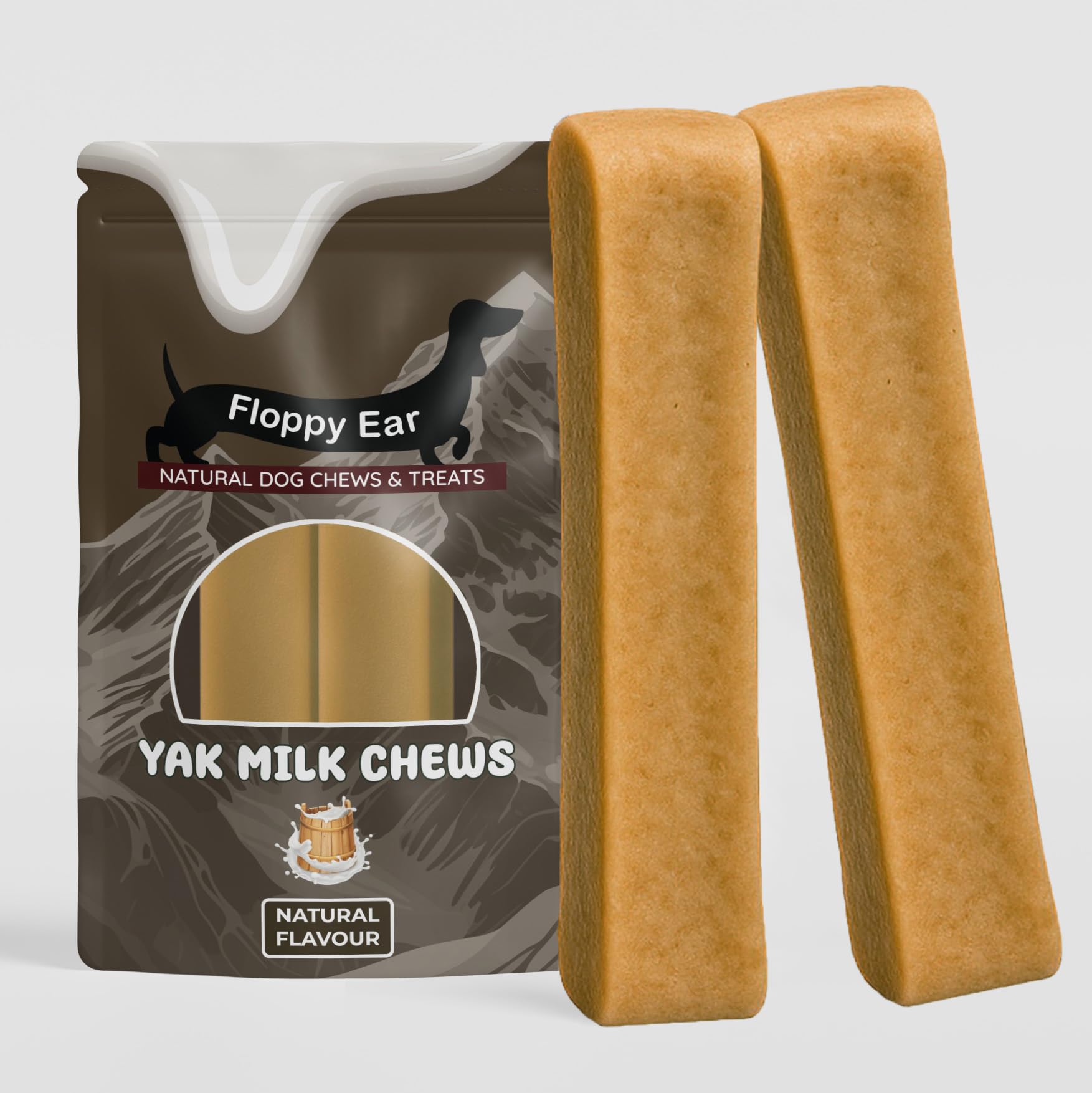 Floppy Ear Himalayan Yak Chews, 100% Yak Milk Dog Chew, Rich in Protein & Calcium, 100% Natural (extra large 160-180g (2 chews - SAVE 10%))