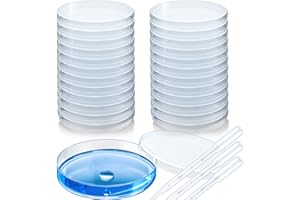 EDC-BFYOU 24 Pack Sterile Plastic Petri Dishes with Lid [Upgrade Thickness] 90mm Dia x 15mm Deep Clear Petri Dish for Lab Analysis, School Projects, Blood Samples, Bacteria, Microbial & Seed Cell Culture Dishe