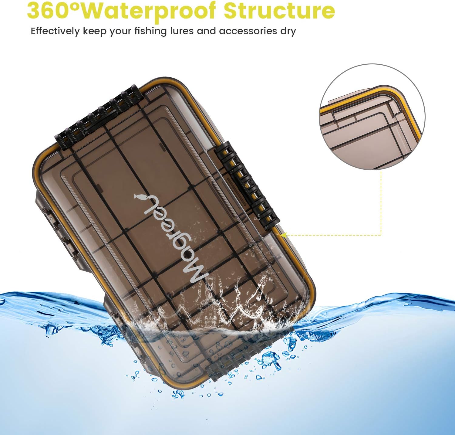 Magreel Waterproof Fishing Tackle Box, 3600/3700 Tackle Trays Tea-Colored Transparent Fishing Tackle Storage Organizer Boxes with DIY Dividers, 1 Pack/2 Pack: Home Improvement