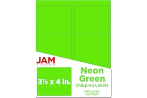 JAM PAPER Shipping Address Labels - Large - 3 1/3 x 4 - Neon Fluorescent Green - 120/Pack