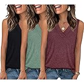 EyMuse 3 Pack Women's V Neck Tank Tops Summer Casual Sleeveless Basic Tee Shirts 2026 Fashion Beach Vacation Clothes
