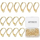 MICROAMOY 100Pcs 14K Gold Filled Leverback Earwires French Earring Hooks,Hypoallergenic Dangle Ear Wire Findings for DIY Jewelry Making Supplies (Gold-French Leverback Earwires)