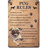 Ymyoo Metal Sign Tin Sign Vintage Wall Art Pug Rules Tin Signs Gardening for Room 8×12 Inches