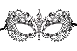 LUXURY MASK Metal Masquerade Mask for Women with Rhinestones for Masquerade Party, Mardi Gras, Prom, Halloween, Venetian & Costume Party