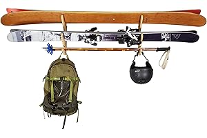 Grassracks Bamboo Ski Rack - Garage or Indoor Ski Display Rack Hallsteiner Series Indoor Horizontal Ski Wall Mount (1 or 2 Pairs of Skis, Bamboo)