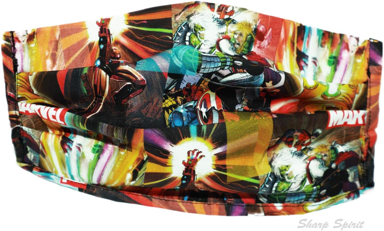 3 Layer Superheroes Comics Marvel Rave Cosplay Washable Reusable Fabric Face Mask with Filter Pocket