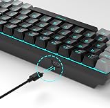 MageGee 60% Mechanical Keyboard 68 Keys Red Switch USB Wired Blue Backlit view 8