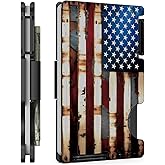 Minimalist Metal Wallet for Men, Ultra-Thin Aluminum Card Holder with Cash Strap, Front Pocket Slim RFID Blocking Wallet, Personalized American Flag-03