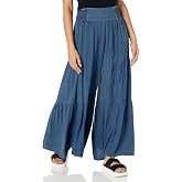 Angie Women's Angie Women's Smocked Waist Tiered Wide Leg Pants