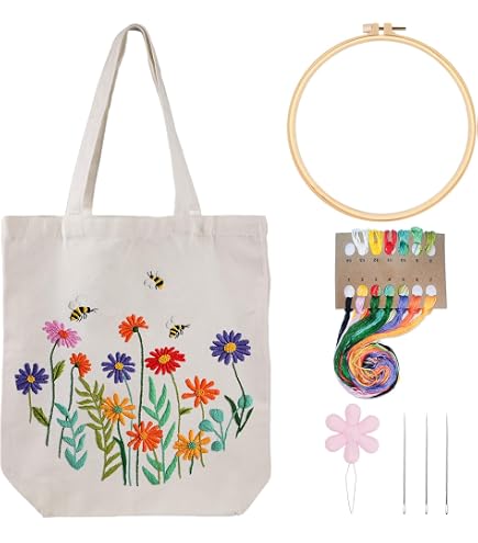 Kit de broderie pour débutants Sac fourre-tout en toile à broder Kit de broderie à la main Kit de point de croix Kits de broderie Kit de démarrage de broderie avec sac Kit de broderie pour débutants Sac fourre-tout en toile à broder Kit de broderie à la main Kit de point de croix Kits de broderie Kit de démarrage de broderie avec sac