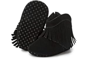 Sawimlgy Infant Baby Boys Girls Plush Winter Snow Boots Cowboy Tassels Bowknot Ankle Side Zipper Soft Sole Boots Toddler Newborn Warm First Walker Crib Outdoor Shoes