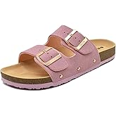 ONCAI Womens Flat Slide Sandals with Arch Support 2 Strap Adjustable Buckle Slip on Slides Shoes Non Slip Rubber Sole
