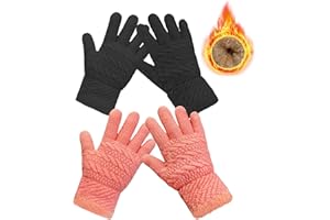 LIFWIMNER 2 Pairs Kids Winter Gloves, Warm Thermal Thick Knitted Gloves for Girls Boys, Fleece Snow Glove for Cold Weather Outdoor