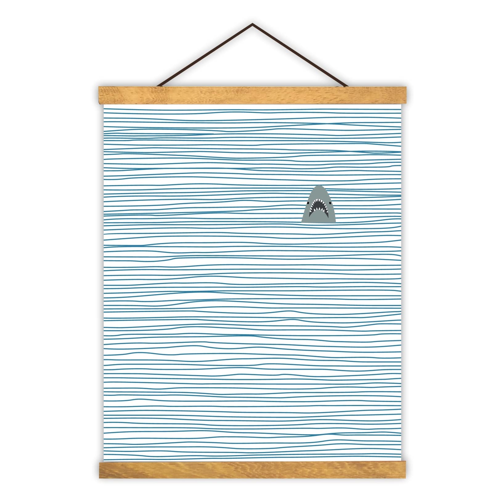 Easma Sharks Wall Art Prints with Wood Magnetic Poster Hanger Frame Sea Life Canvas Poster Canvas Wall Art for Nursery Kids Bedroom Living Room Bathroom Art Prints Decor