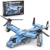 Military Helicopter Building Blocks Set, 1486 Pieces V-22 Airplane Toys | Fighter Jet Army Model Kits for Adults Kids Boys Ages 8 10 12 14