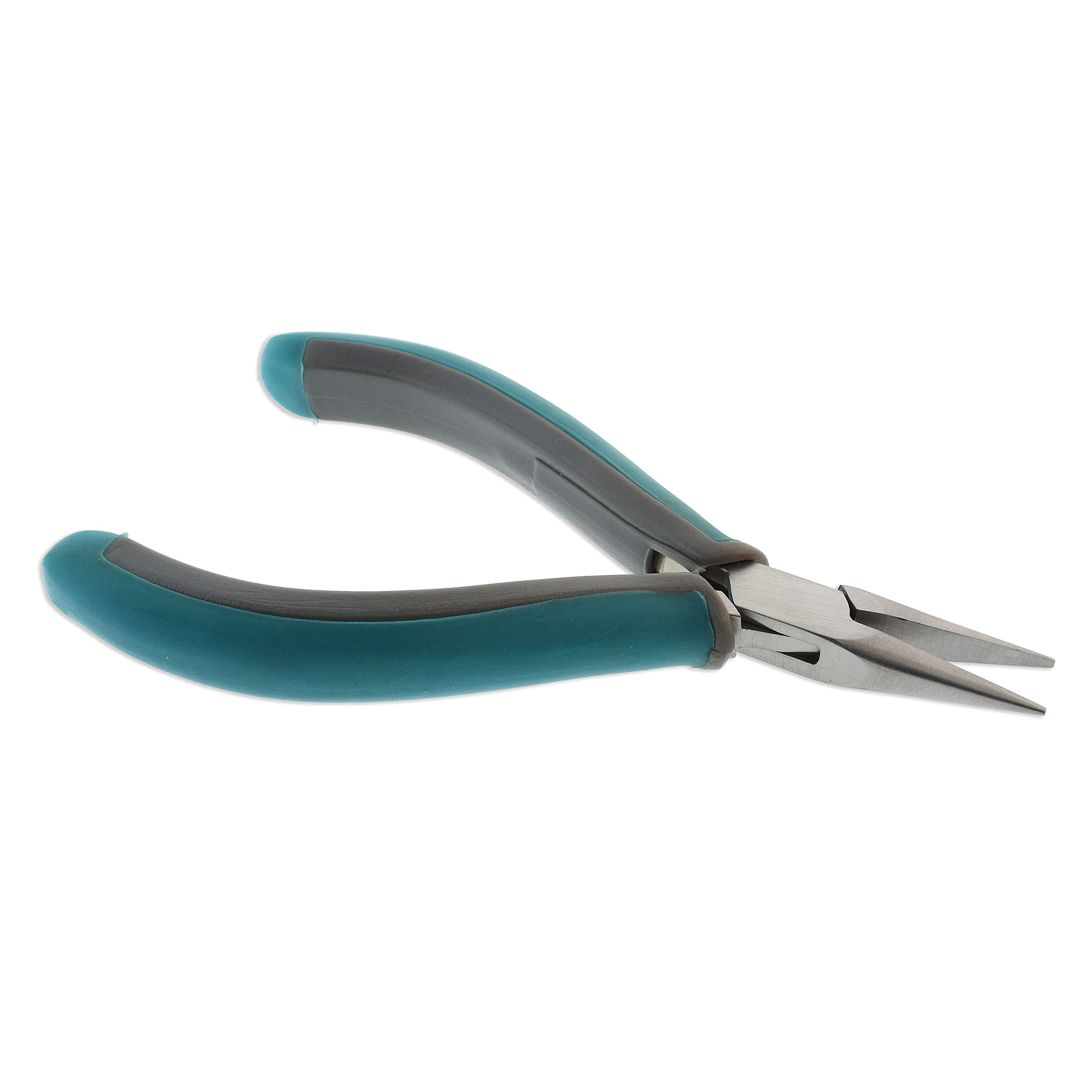 The Beadsmith Simply Modern Chain Nose Pliers, 4.5 inches (114mm) with polished steel head, PVC grip handles and double-leaf springs, tool for jewelry making