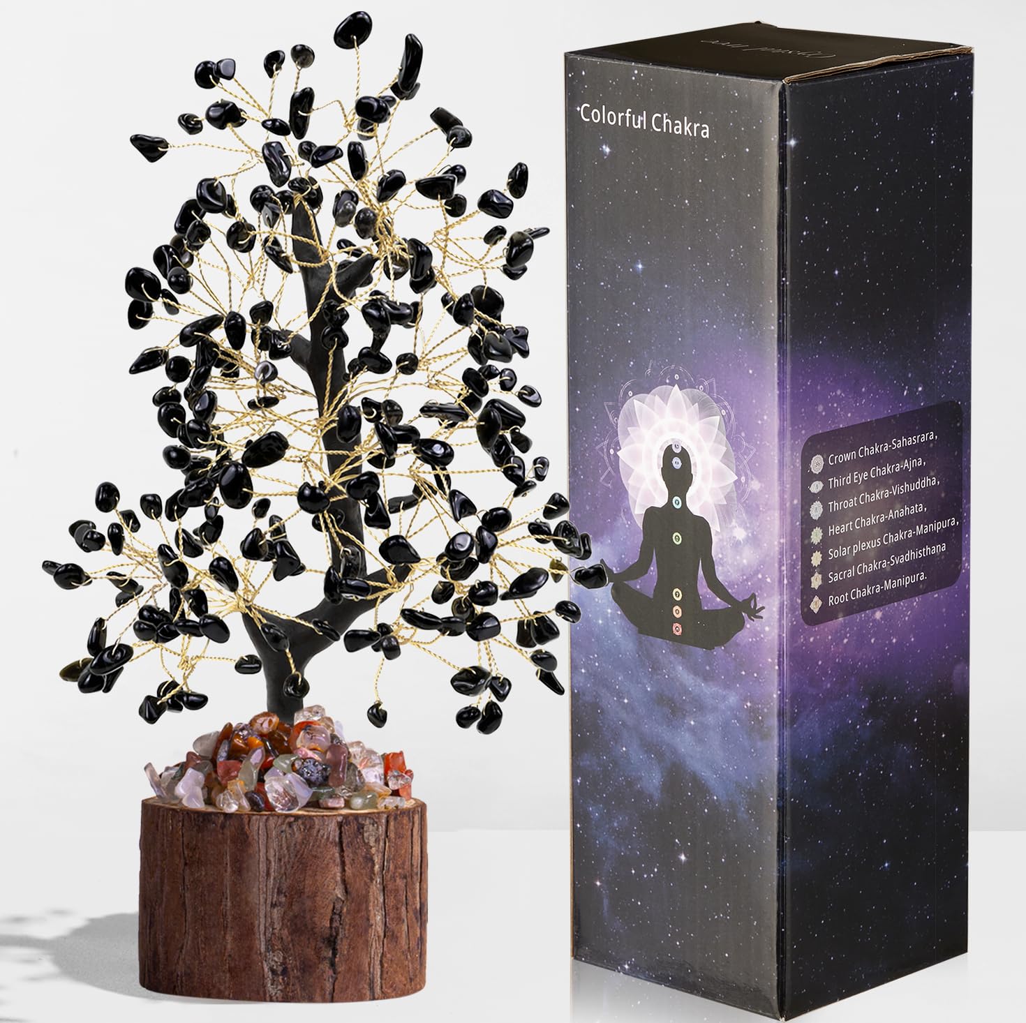 AWARDSEN Black Obsidian Crystal Tree Money Tree The Tree of Life Tree Crystal Ornaments Healing Crystals Gifts Desk Decorations Spiritual Gifts for Women