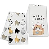 Isfvqyub Funny Black Orange Cats Kitchen Towels, Cute Housewarming Hand Towels Gifts for Cat Lovers Pet Owner Women Friends, Farmhouse Home Bathroom Dish Tea Towel Decor, Set of 2-12