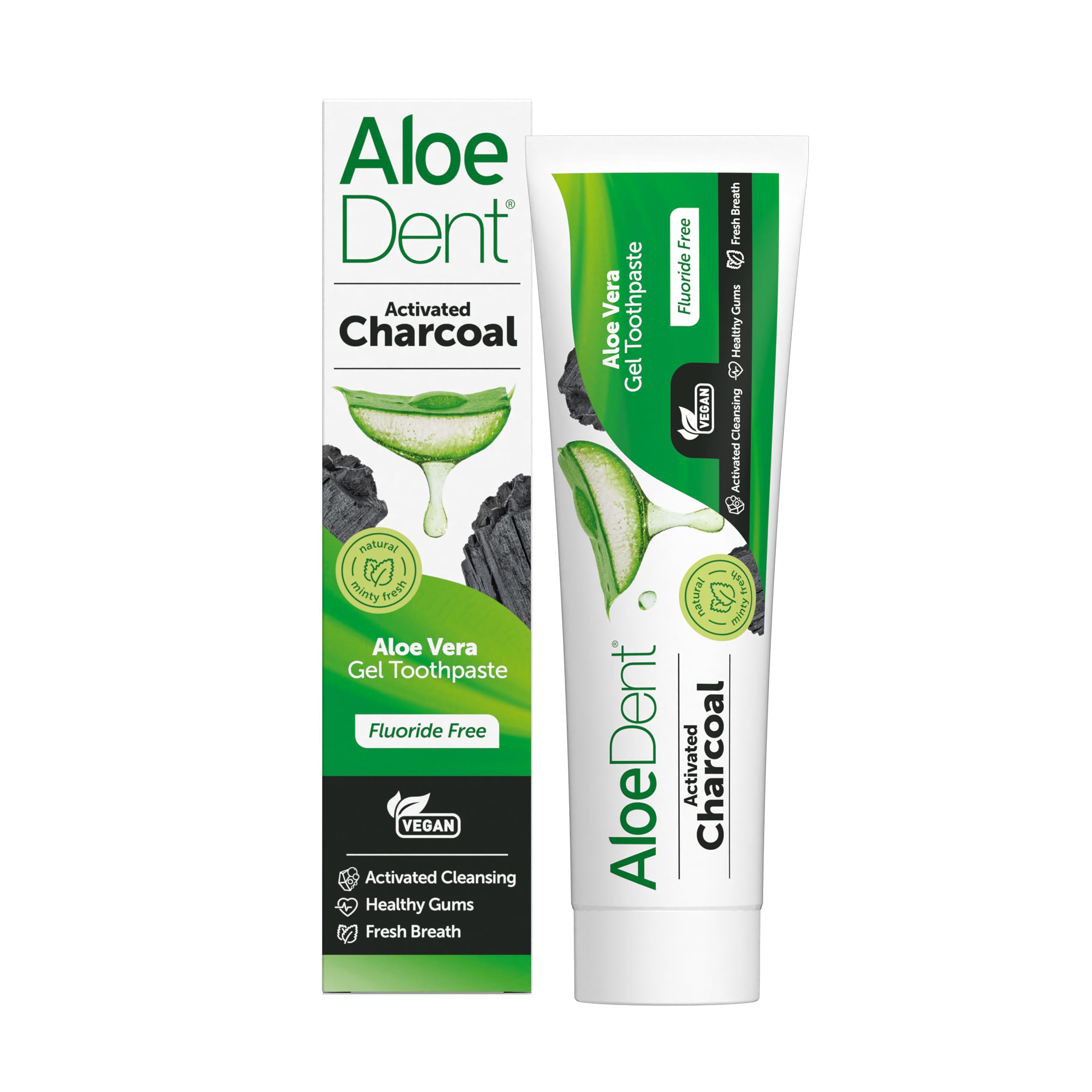 3 X Aloe Dent Aloedent Aloe Vera Triple Action Charcoal Toothpaste Fluoride Free - 100ml