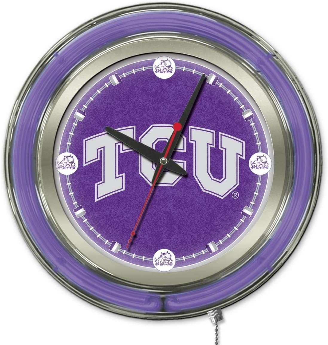 TCU Horned Frogs HBS Neon Purple College Battery Powered Wall Clock (15