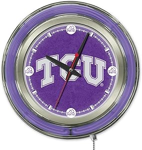 TCU Horned Frogs HBS Neon Purple College Battery Powered Wall Clock (15