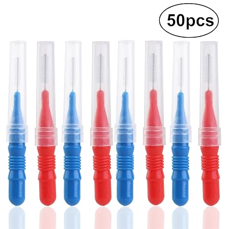 NUOLUX Putzen Sie 2,5 mm Interdentalbürste Reiniger, Zahnstocher zwischen Zähne Kit, 50 Pack