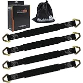 POLARBEAR Axle Tie Down Straps Heavy Duty 4-Pack 2" X 38" with Wear Pad and D-Ring 10,000 LBS Breaking Strength for Truck/Trailer/ATV/UTV/Cargo Moving Securing(Black)