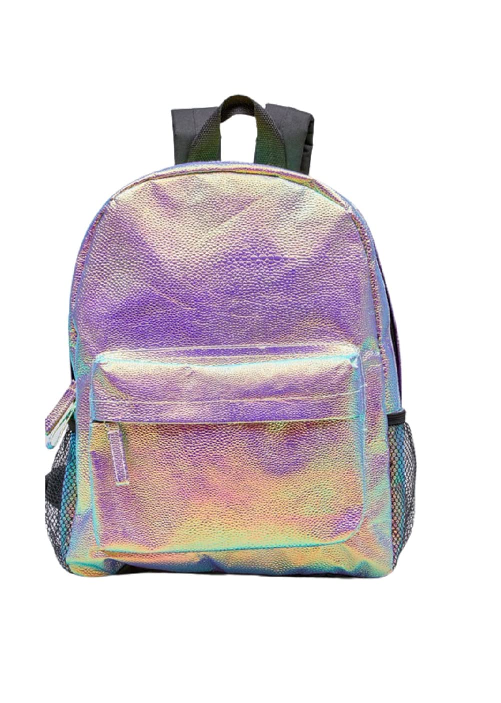 Childrens Large Holographic Backpack Backpack Rucksack Travel 39cm Pink