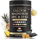 Calcium 1200 mg with Vitamin D3 Gummies, Calcium Citrate Supplements for Women & Men with Magnesium, Zinc, Vitamin D3 & K2, Potassium, Chews for Bone Strength & Muscle Support, Sugar Free, Vegan