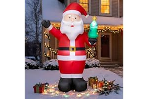 DAWDIX 8FT Christmas Inflatable Santa, LED-lit Outdoor Blow up Santa Claus Decoration, Classic Standing Santa Inflatables Christmas Decoration for Towering Yard Lawn Patio Displays